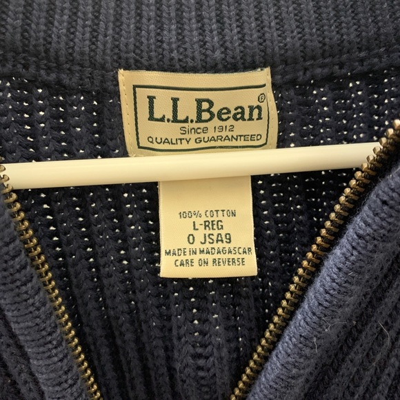 LL Bean Mens Navy Sweater Jacket Size Large, Excellent Condition - Picture 2 of 2